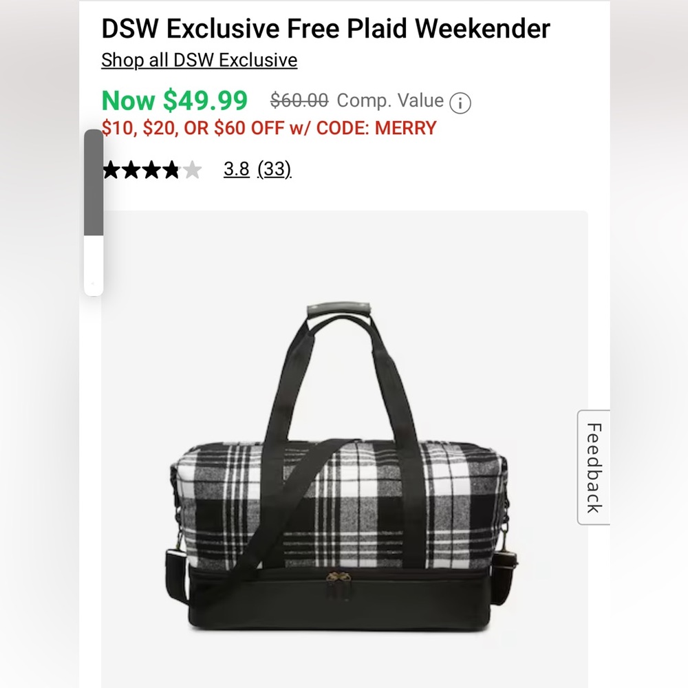 DSW Plaid Weekender Bag